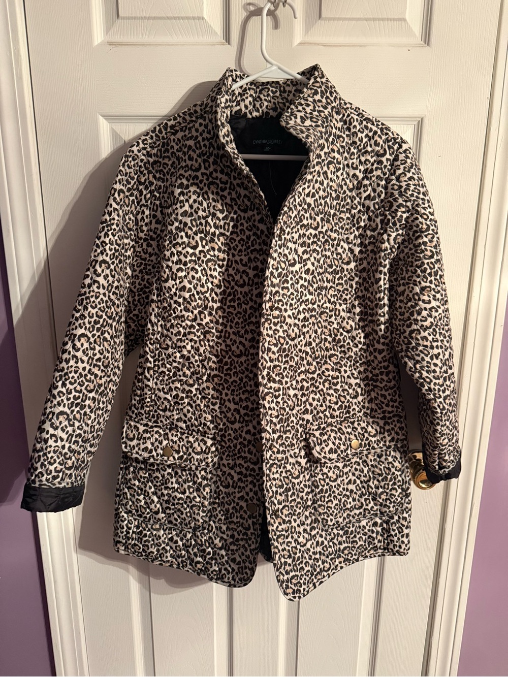 Cynthia Rowley Leopard-Print Quilted Coat in Neutral Tones